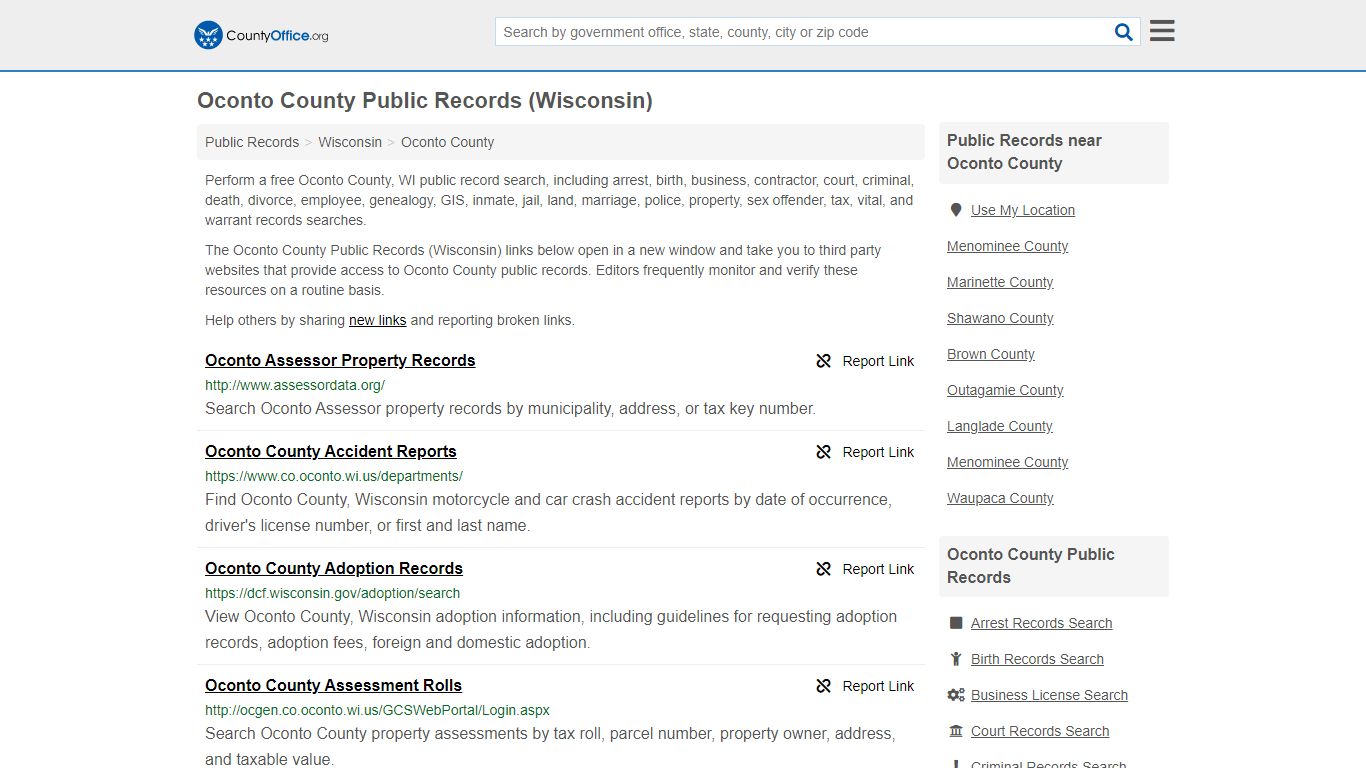 Public Records - Oconto County, WI (Business, Criminal ...